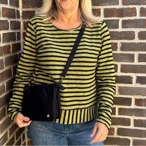 Cut*Loose Black/Gold Stripes Crew Neck Boxy Long Sleeve T-Shirt Large Lagenlook